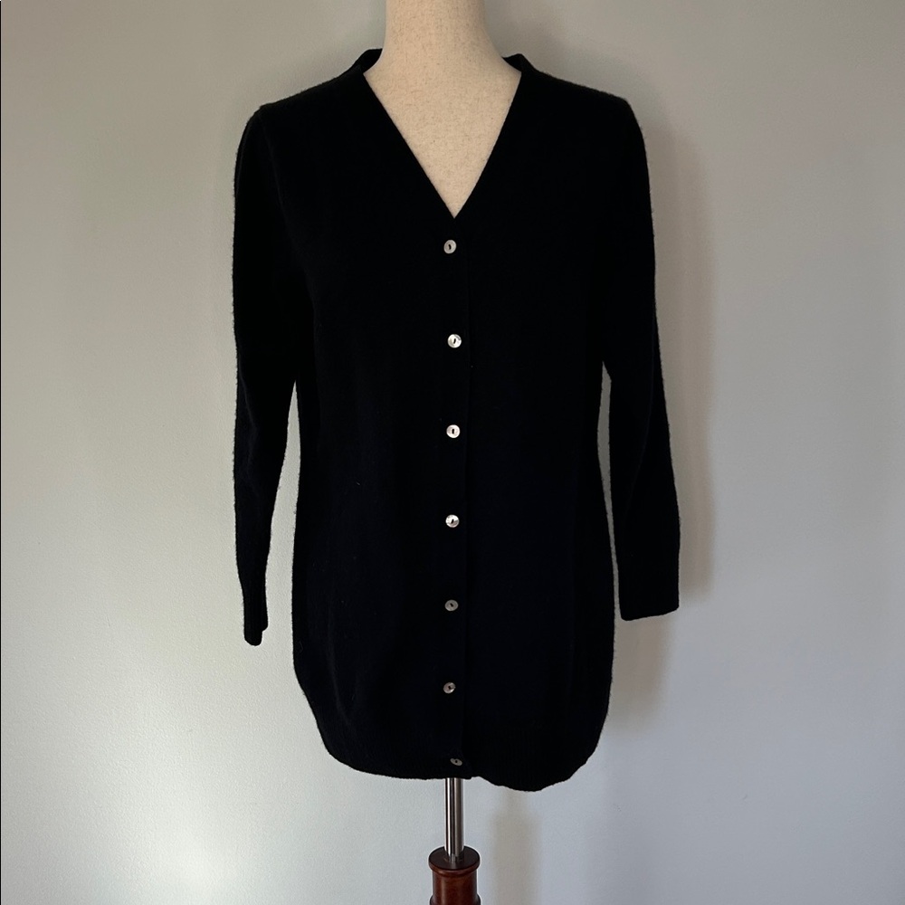 Precious fibers black 100% cashmere cardigan XL